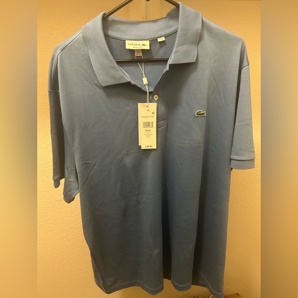 Lacoste Men's Polo Shirt Blue with Green Croc Logo